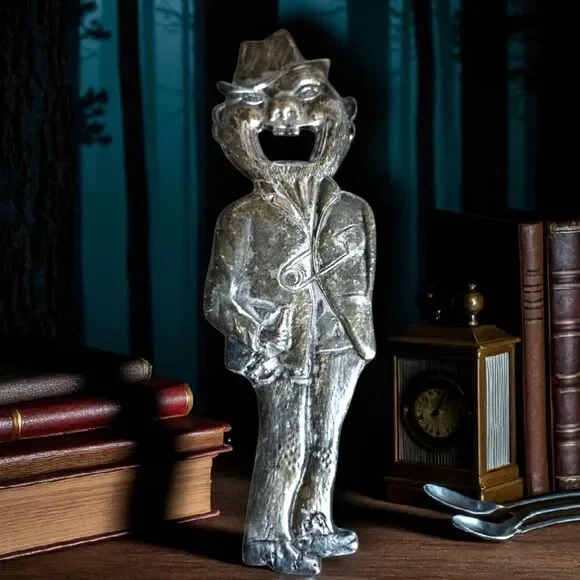 Antique 1930s Brass Tramp Bottle Opener Heavy Solid 8" Barware Double Sided Vntg - Picture 1 of 5